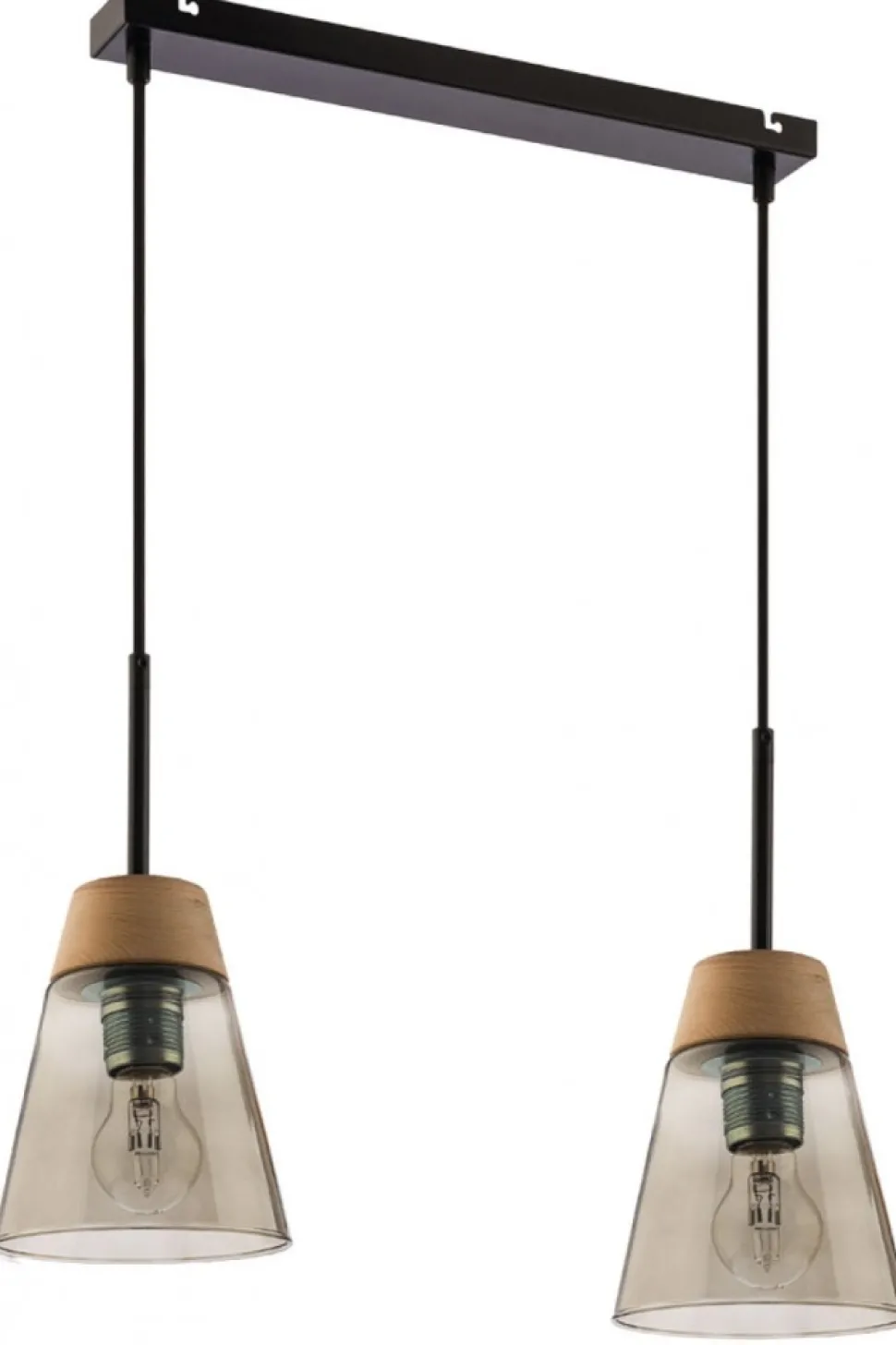 Lampa Wisząca DOMINO Czarny Dymiony Szklany Klosz 2xE27