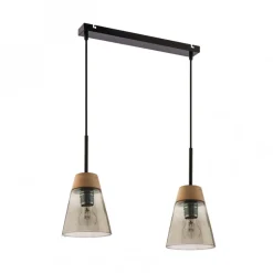 Lampa Wisząca DOMINO Czarny Dymiony Szklany Klosz 2xE27