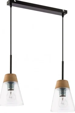 Lampa Wisząca DOMINO Czarny Transparentny Szklany klosz 2xE27