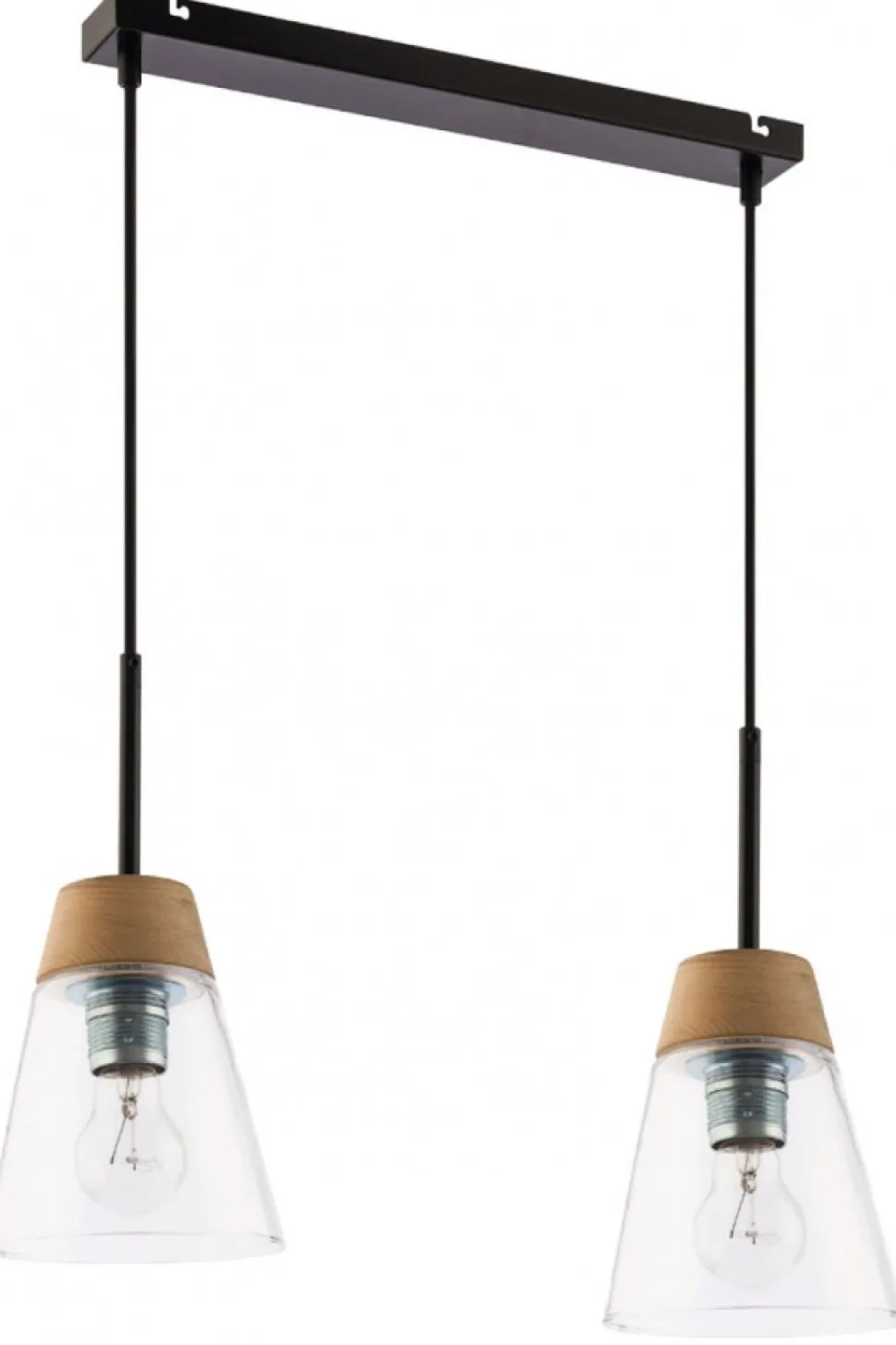 Lampa Wisząca DOMINO Czarny Transparentny Szklany klosz 2xE27