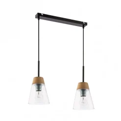 Lampa Wisząca DOMINO Czarny Transparentny Szklany klosz 2xE27