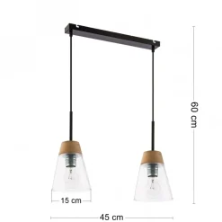 Lampa Wisząca DOMINO Czarny Transparentny Szklany klosz 2xE27