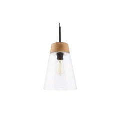 Lampa Wisząca DOMINO Czarny Transparentny Szklany klosz 1xE27 23 cm