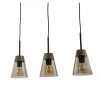 Lampa Wisząca DOMINO I Czarny Transparentny Szklany Klosz 3xE27
