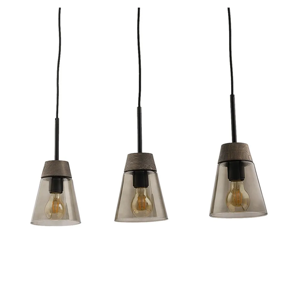 Lampa Wisząca DOMINO I Czarny Transparentny Szklany Klosz 3xE27