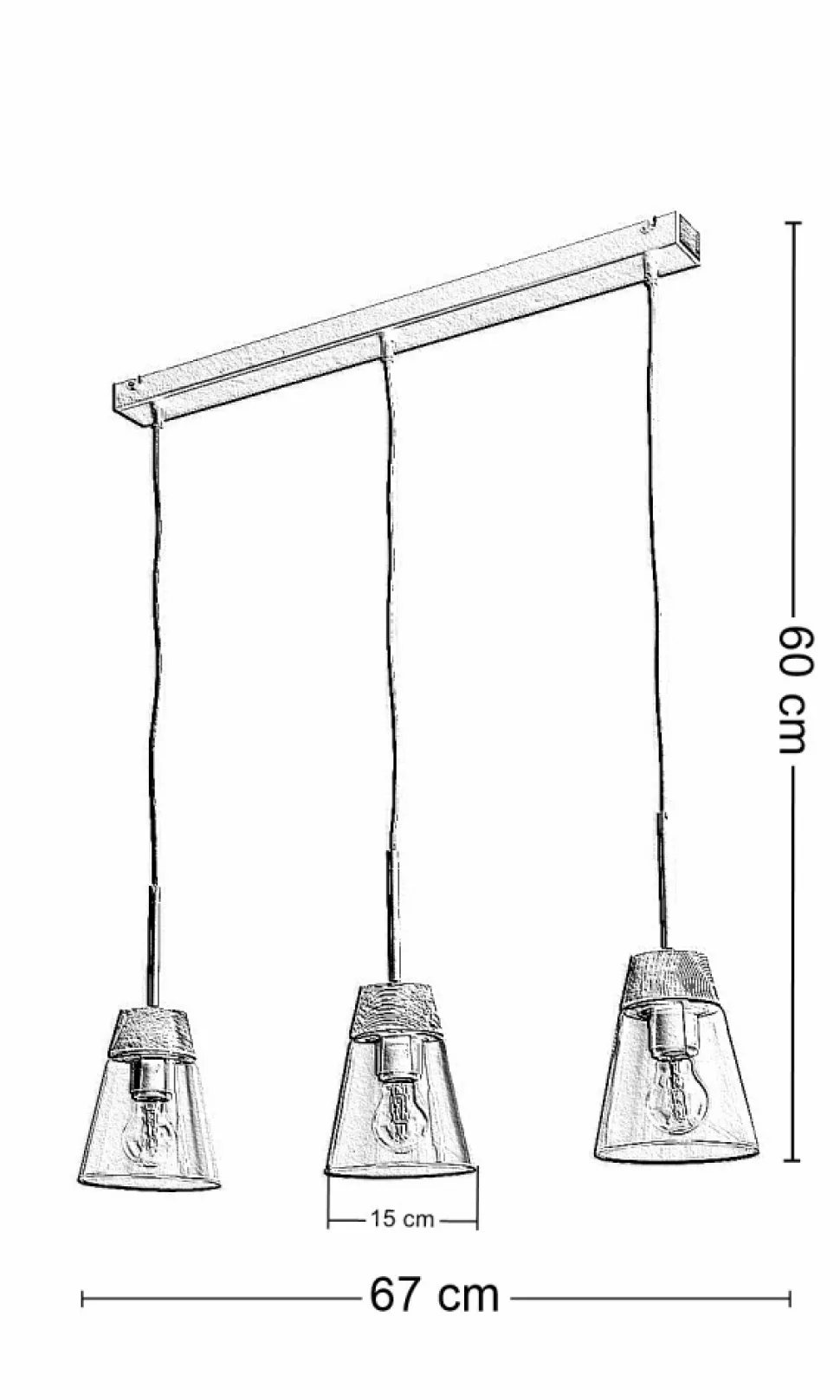 Lampa Wisząca DOMINO I Czarny Transparentny Szklany Klosz 3xE27