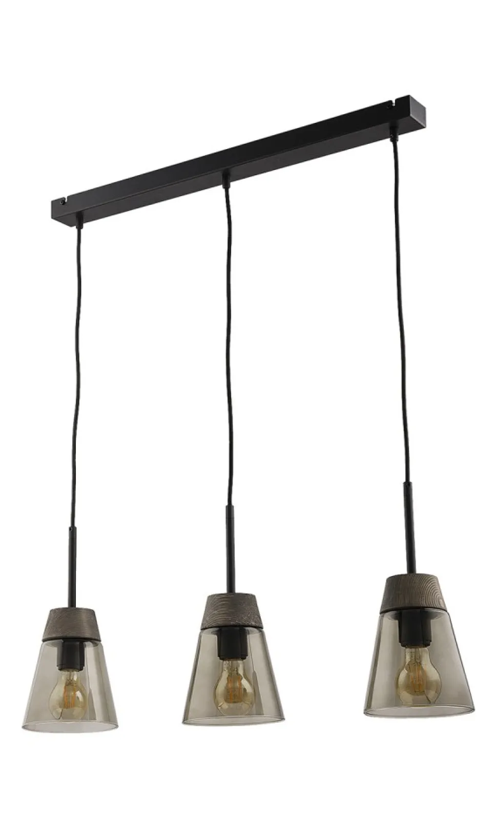 Lampa Wisząca DOMINO I Czarny Transparentny Szklany Klosz 3xE27