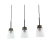 Lampa Wisząca DOMINO I Czarny biały Szklany Klosz 3xE27