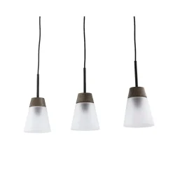 Lampa Wisząca DOMINO I Czarny biały Szklany Klosz 3xE27