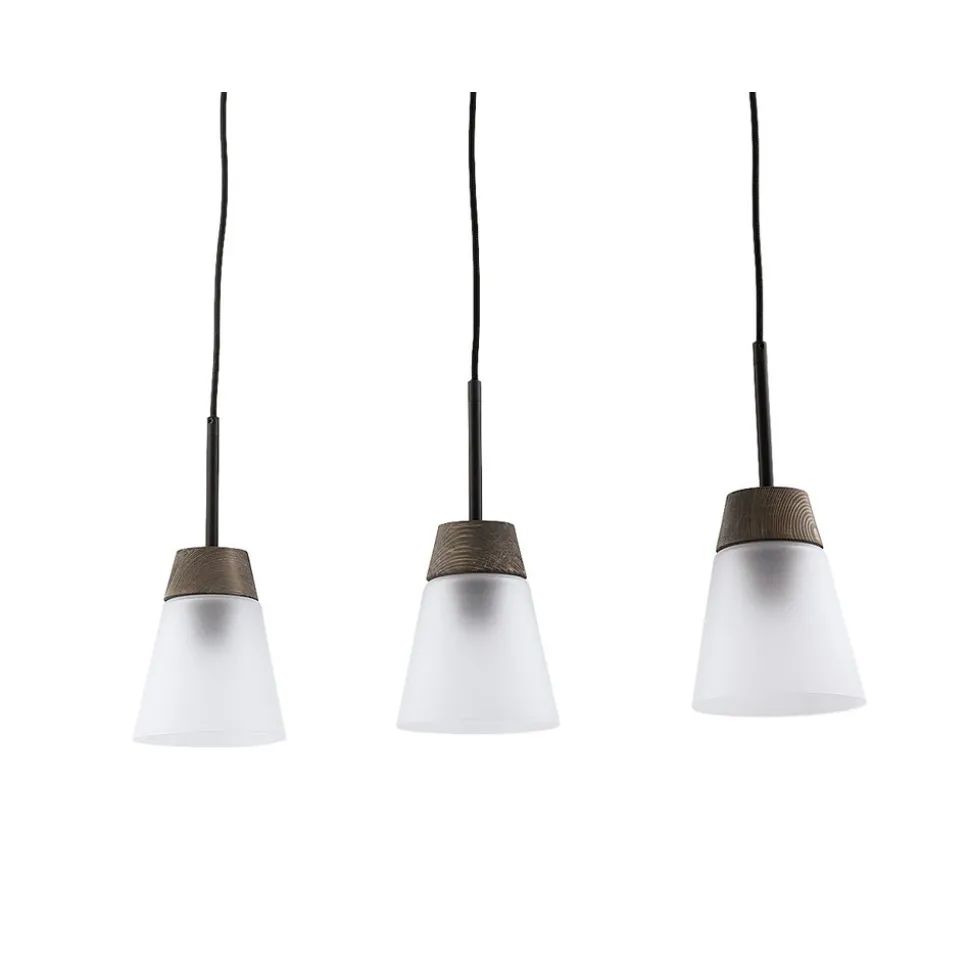 Lampa Wisząca DOMINO I Czarny biały Szklany Klosz 3xE27