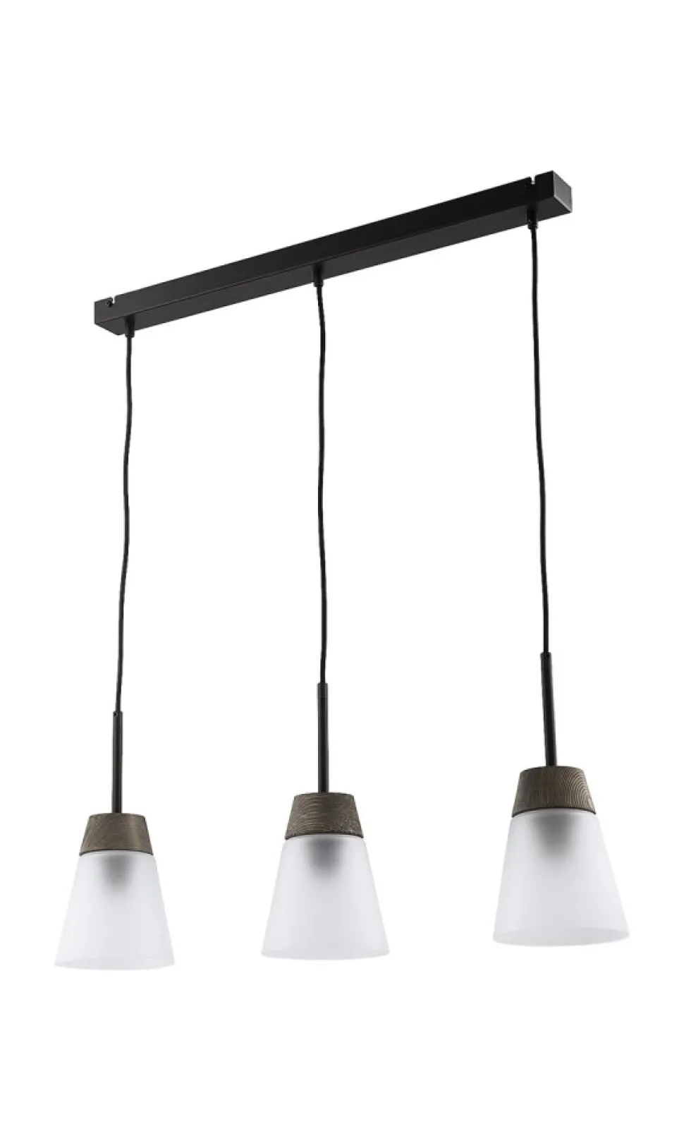 Lampa Wisząca DOMINO I Czarny biały Szklany Klosz 3xE27