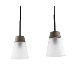 Lampa Wisząca DOMINO I Czarny biały Szklany Klosz 2xE27