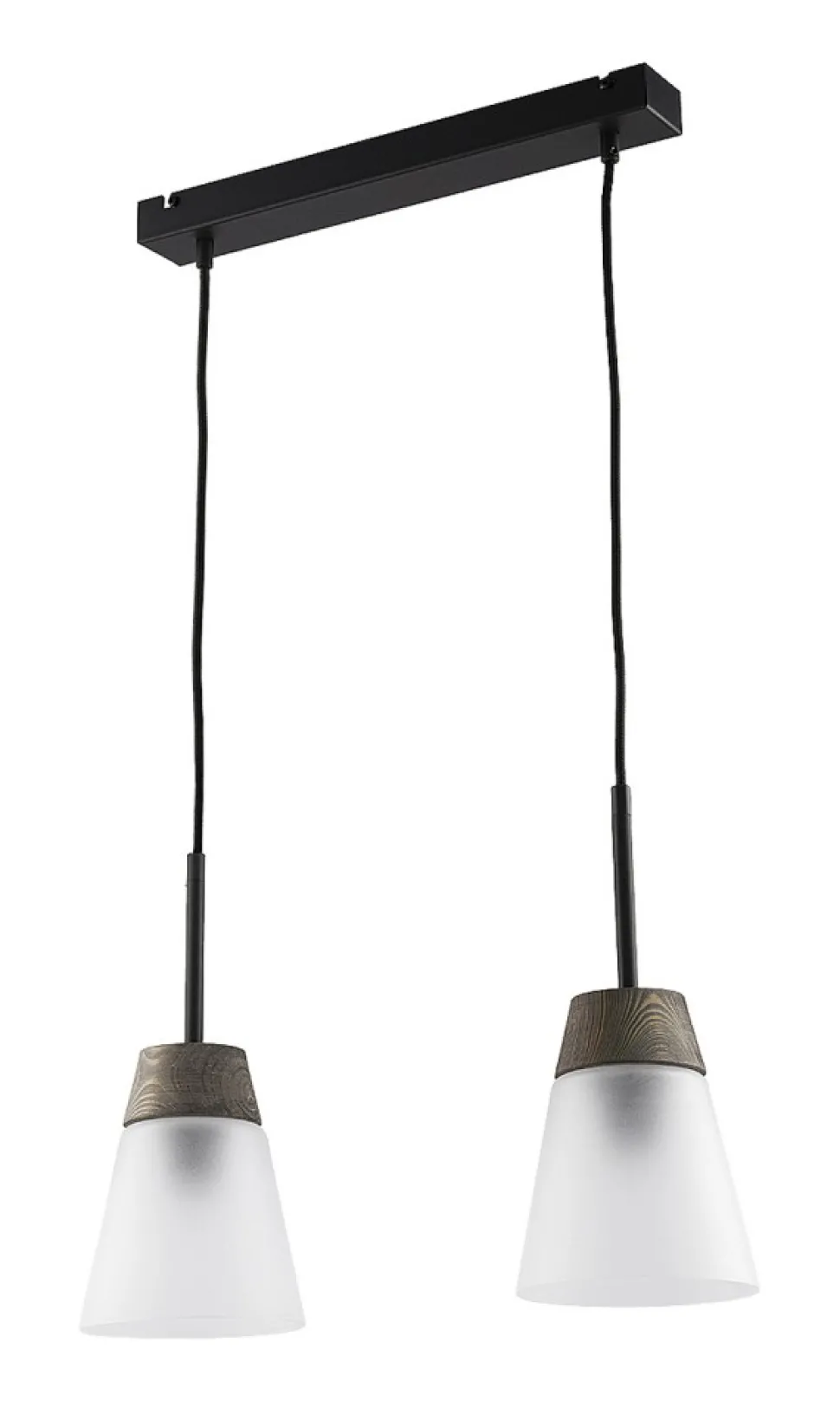 Lampa Wisząca DOMINO I Czarny biały Szklany Klosz 2xE27