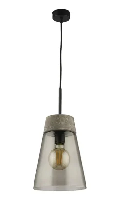 Lampa Wisząca DOMINO I Czarny Transparentny Szklany Klosz 1xE27 23 cm
