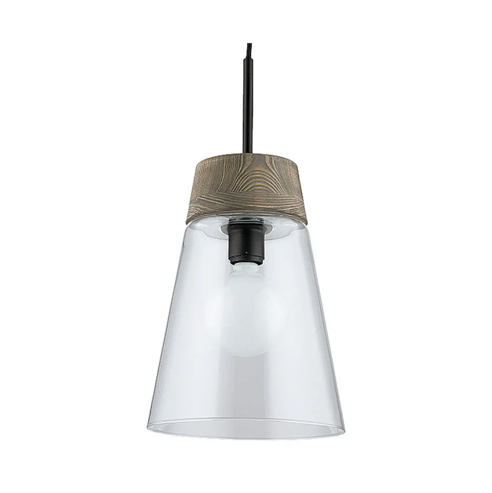 Lampa Wisząca DOMINO I Czarny Transparentny Szklany Klosz 1xE27 23 cm