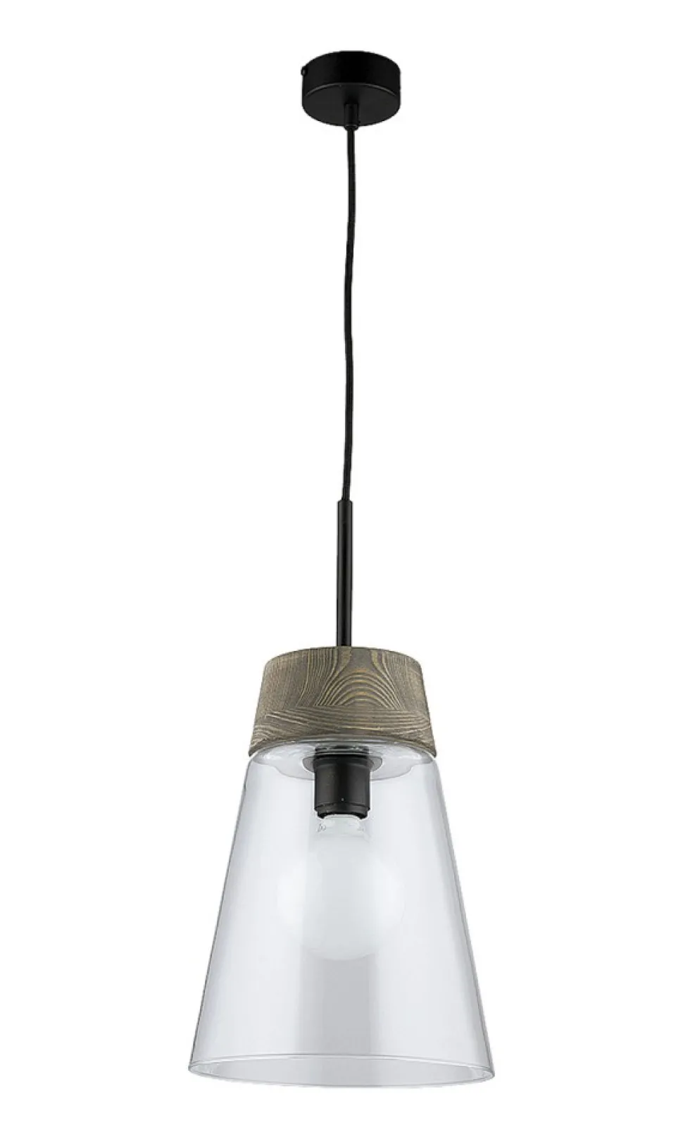 Lampa Wisząca DOMINO I Czarny Transparentny Szklany Klosz 1xE27 23 cm