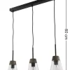 Lampa Wisząca DOMINO I Czarny Transparentny Szklany Klosz 3xE27