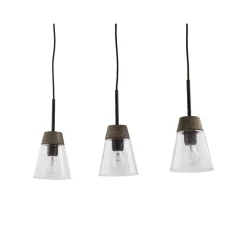 Lampa Wisząca DOMINO I Czarny Transparentny Szklany Klosz 3xE27