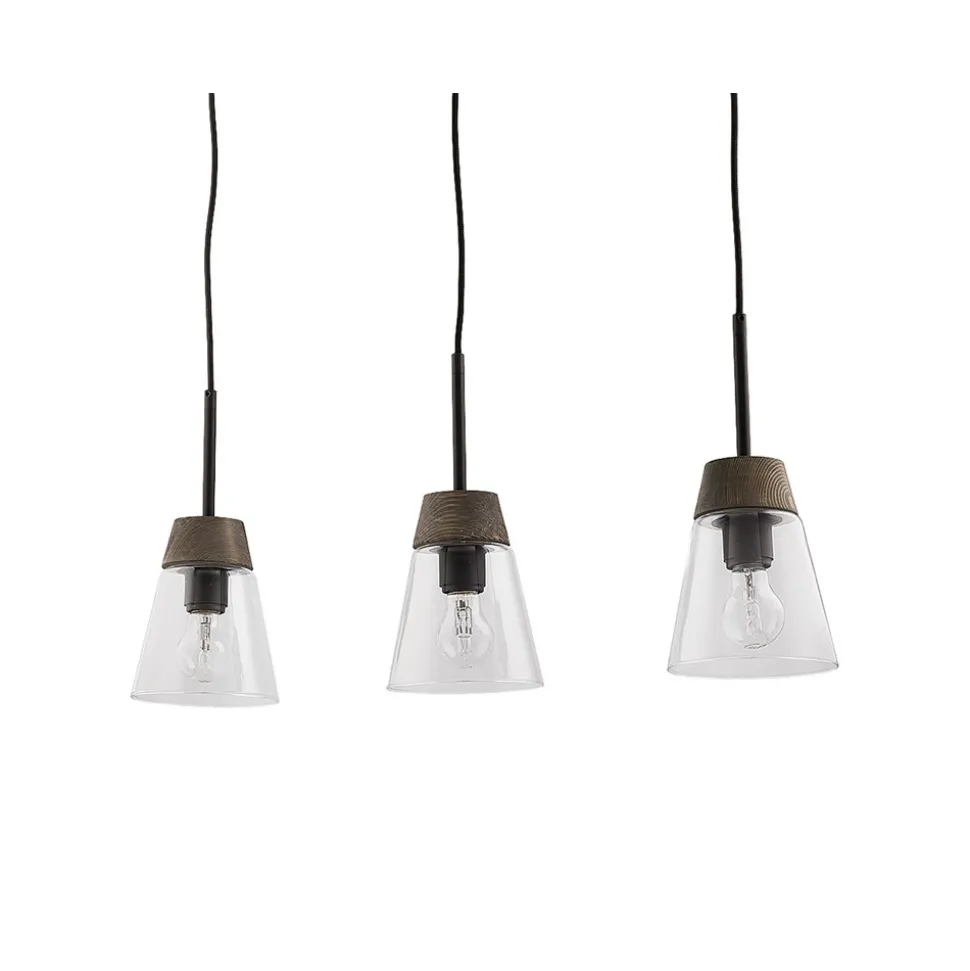 Lampa Wisząca DOMINO I Czarny Transparentny Szklany Klosz 3xE27