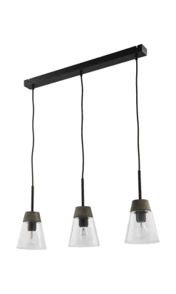 Lampa Wisząca DOMINO I Czarny Transparentny Szklany Klosz 3xE27