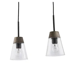 Lampa Wisząca DOMINO I Czarny Transparentny Szklany Klosz 2xE27
