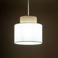 Lampa wisząca DUO biała juta 1xE27 20 cm
