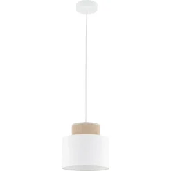 Lampa wisząca DUO biała juta 1xE27 20 cm