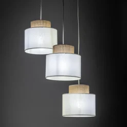 Lampa Wisząca DUO Biały Abażury 3xE27