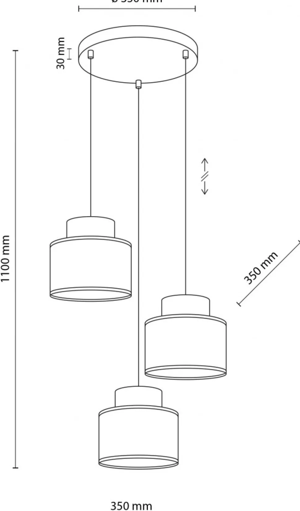 Lampa Wisząca DUO Biały Abażury 3xE27