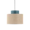 Lampa wisząca DUO czarna abażur juta zielony 1xE27 38 cm