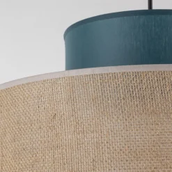 Lampa wisząca DUO czarna abażur juta zielony 1xE27 38 cm