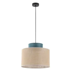 Lampa wisząca DUO czarna abażur juta zielony 1xE27 38 cm