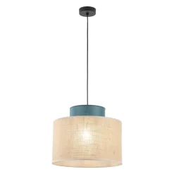 Lampa wisząca DUO czarna abażur juta zielony 1xE27 38 cm