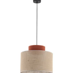 Lampa wisząca DUO czarna abażur juta 1xE27 38 cm