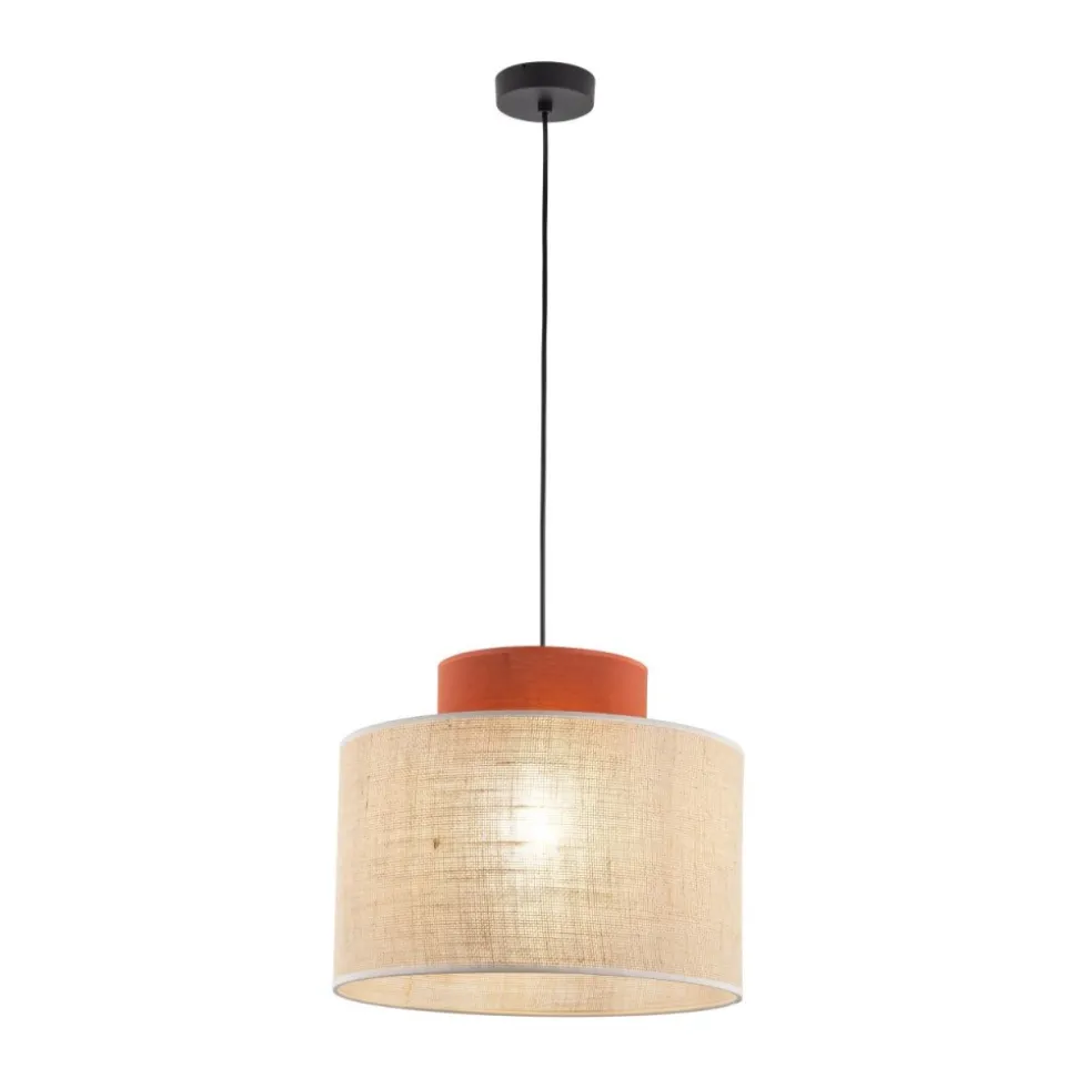 Lampa wisząca DUO czarna abażur juta 1xE27 38 cm