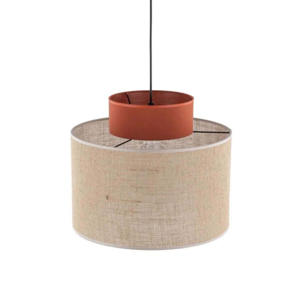 Lampa wisząca DUO czarna abażur juta 1xE27 38 cm