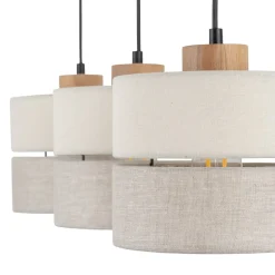 Lampa Wisząca ECO Szary Beżowy Abażury 3xE27