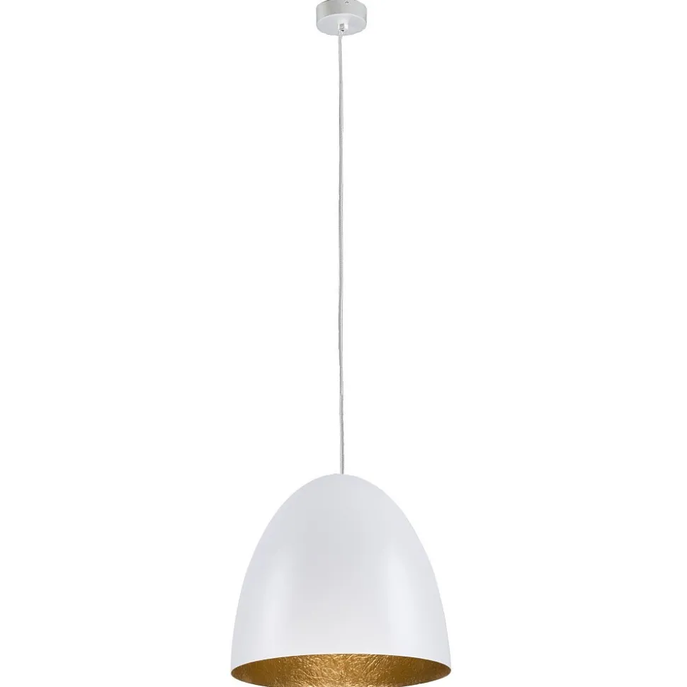 Lampa Wisząca EGG Biały Złoty Metalowy Klosz 1xE27 38cm