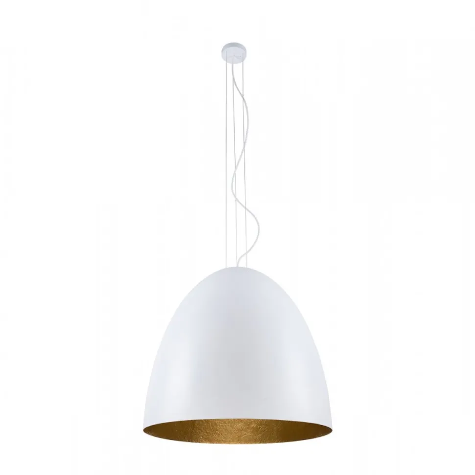 Lampa Wisząca EGG Biały Złoty Metalowy Klosz 1xE27 75cm