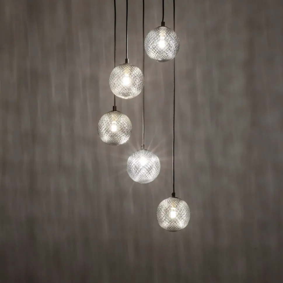 Lampa Wisząca ELENA Czarny Szklany Klosze 5xG9