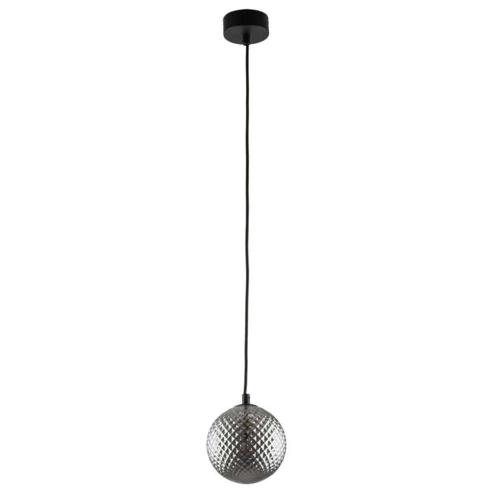 Lampa Wisząca ELENA Czarny Szklany Klosz 1xG9