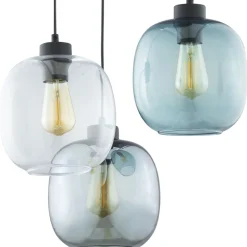 Lampa Wisząca ELIO Czarny Szklane Klosze 3xE27
