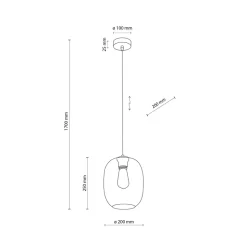 Lampa Wisząca ELIO Grafitowy Szklany Klosz 1xE27 20cm