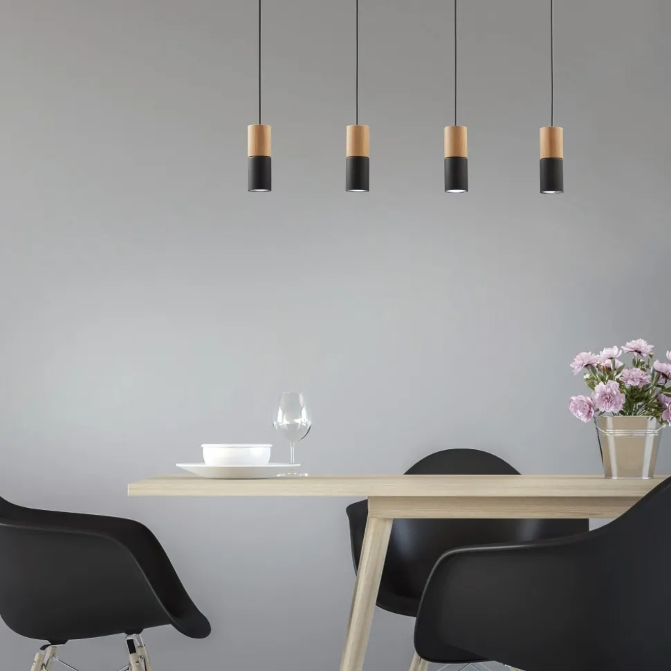 Lampa Wisząca ELIT Czarny Brązowy 4xGU10
