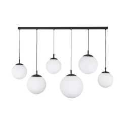 Lampa Wisząca ESME Biały Czarny Szklane Klosze 6xE27 130cm