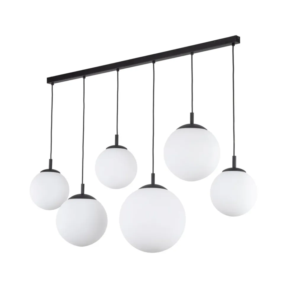 Lampa Wisząca ESME Biały Czarny Szklane Klosze 6xE27 130cm