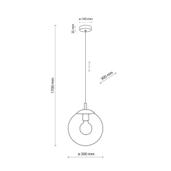 Lampa Wisząca ESME Grafitowy Szklany Klosz 1xE27 30 cm