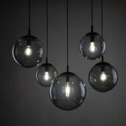 Lampa Wisząca ESME Grafitowy Szklane Klosze 6xE27