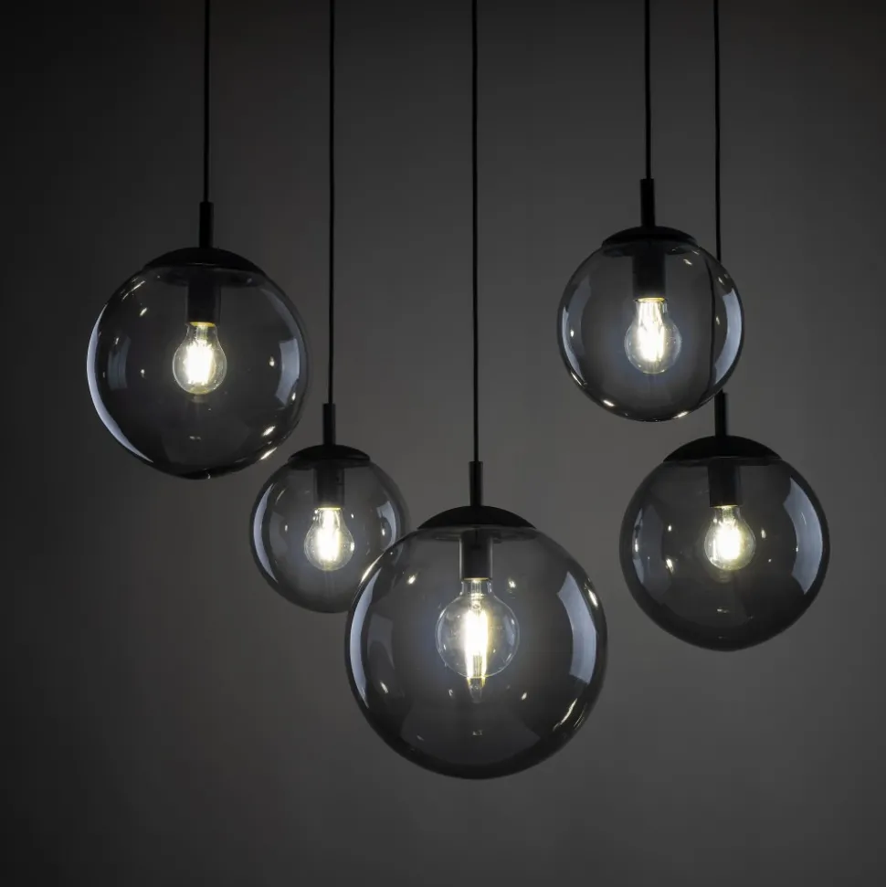 Lampa Wisząca ESME Grafitowy Szklane Klosze 6xE27