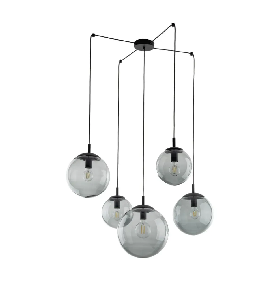 Lampa Wisząca ESME Grafitowy Szklane Klosze 6xE27